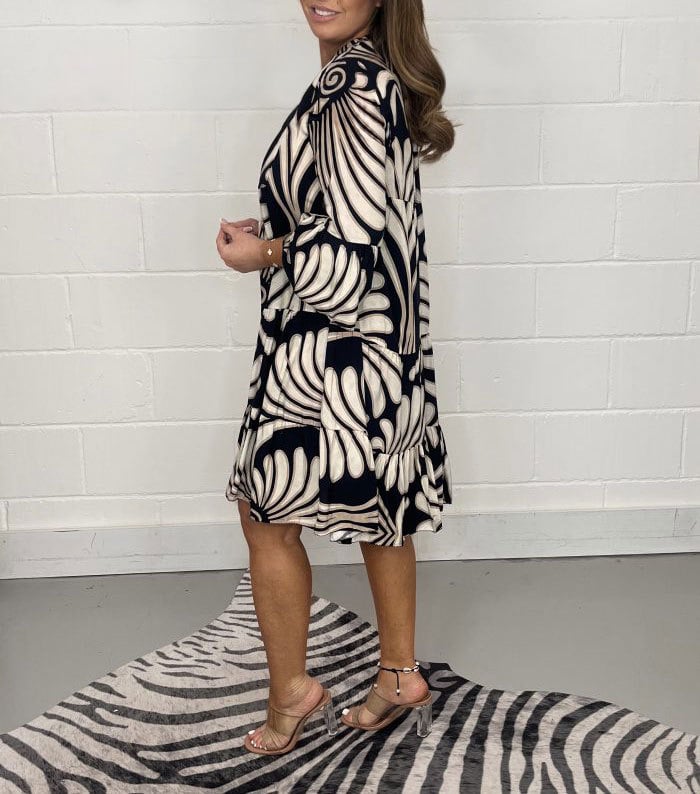 🥻 Letní šaty pro ženy, letní módní šaty s potiskem listů větší velikosti