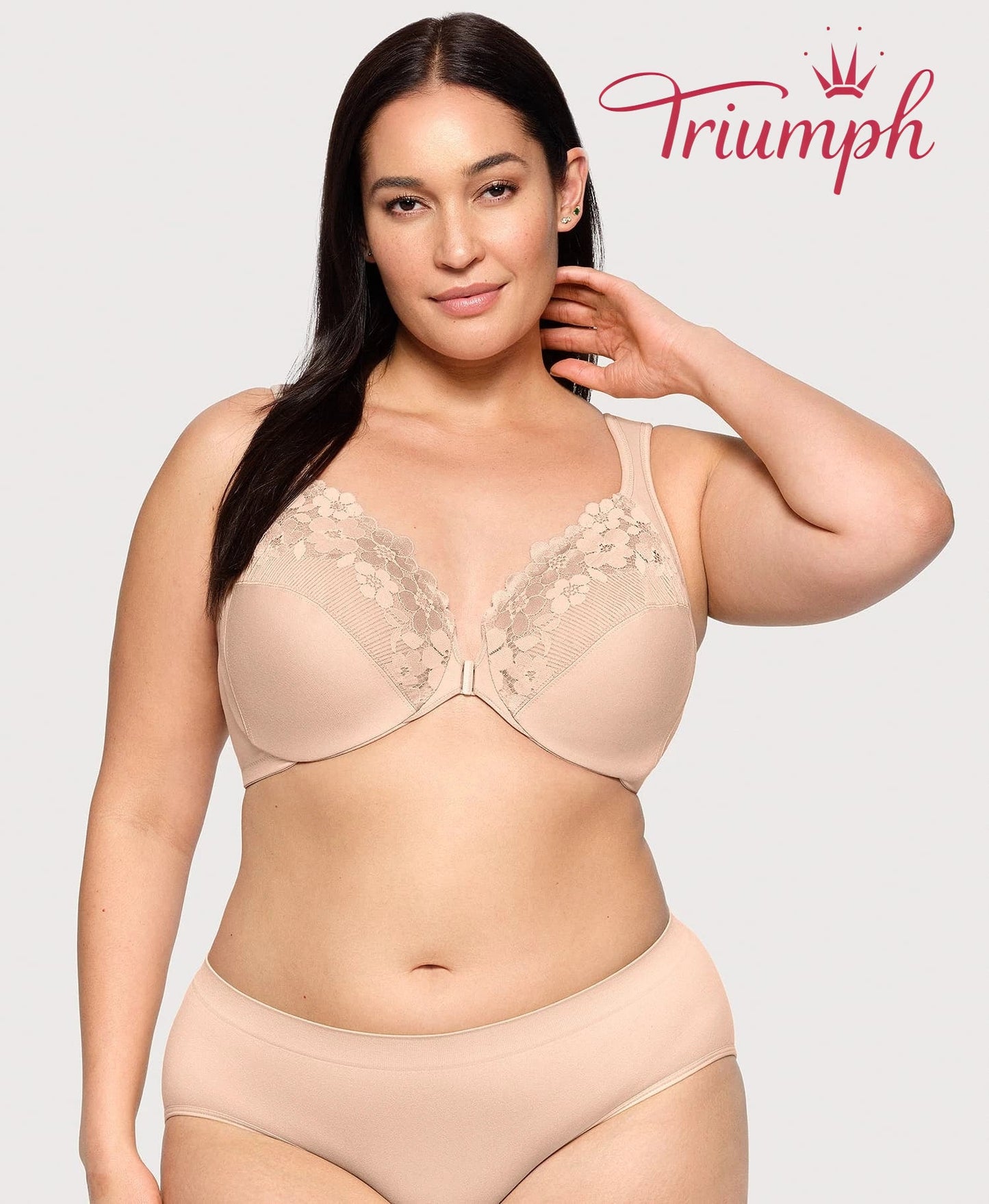 Triumph - (balení 3 ks) bavlněná braletka s vyšívanou krajkou, zapínání vpředu