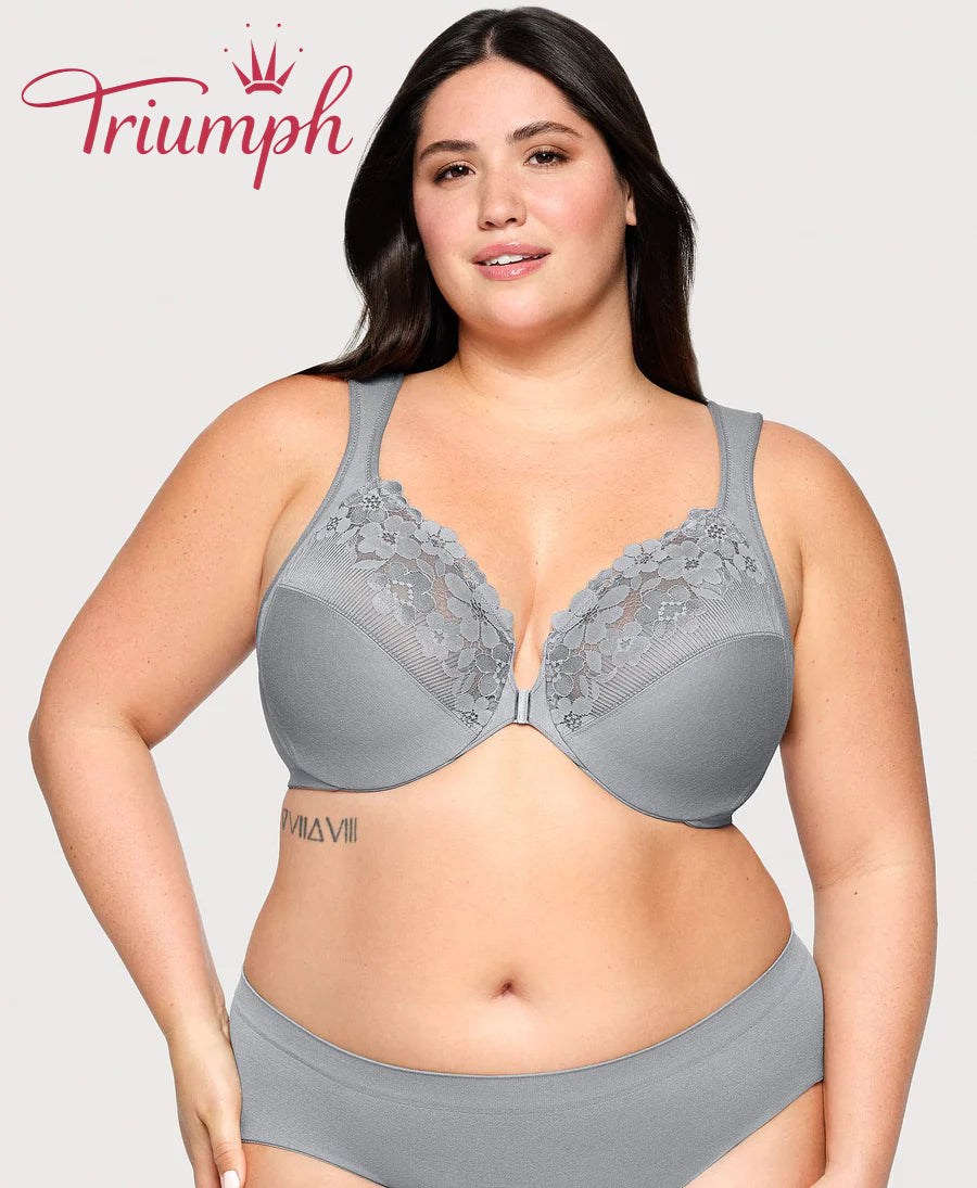 Triumph - (3 kusy) Bavlněná podprsenka s vyšívanou krajkou, zapínání vpředu