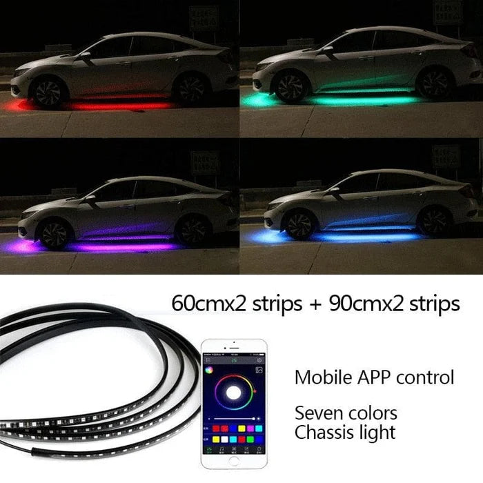 2024 Flexibilní vodotěsná RGB LED světla pro podvozek auta (4PCS)