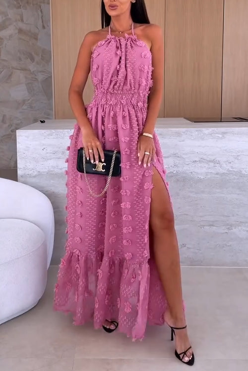 Dámské módní letní šaty s otevřenými zády a velkým rozparkem