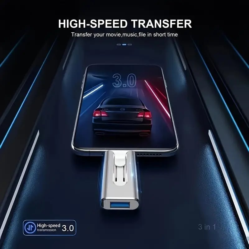 32~256GB Micro USB + 8pinový + USB 3.0 4 v 1 U-disk pro mobilní telefon a počítač