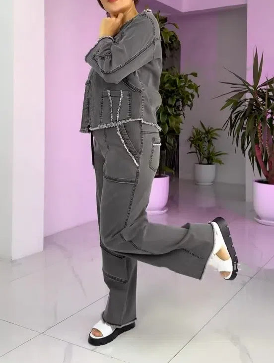 Dámský Vintage džínový oblek na zip