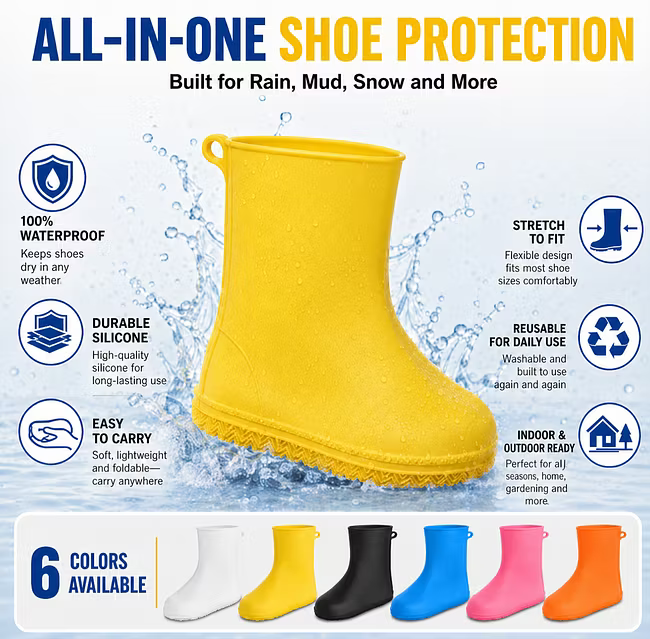 Už žádné promočené boty! Odolné holínky – protiskluzové, skládací a snadno skladné 🌧️