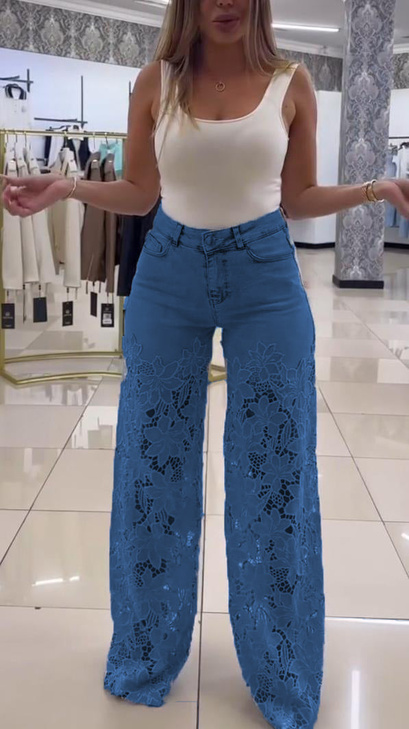 Dámské elegantní krajkové džíny