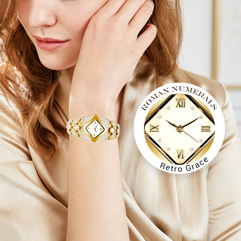 💜Retro quartzové hodinky s třpytivými krystaly⌚