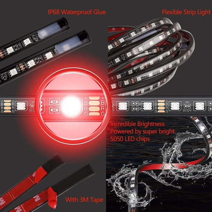 2024 Flexibilní vodotěsná RGB LED světla pro podvozek auta (4PCS)
