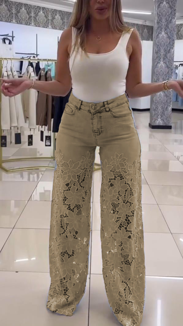 Dámské elegantní krajkové džíny