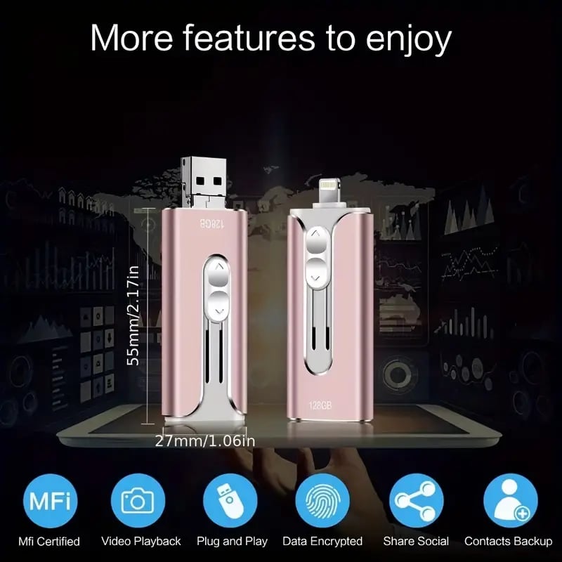 32~256GB Micro USB + 8pinový + USB 3.0 4 v 1 U-disk pro mobilní telefon a počítač