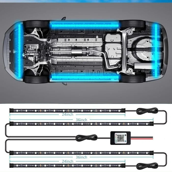 2024 Flexibilní vodotěsná RGB LED světla pro podvozek auta (4PCS)