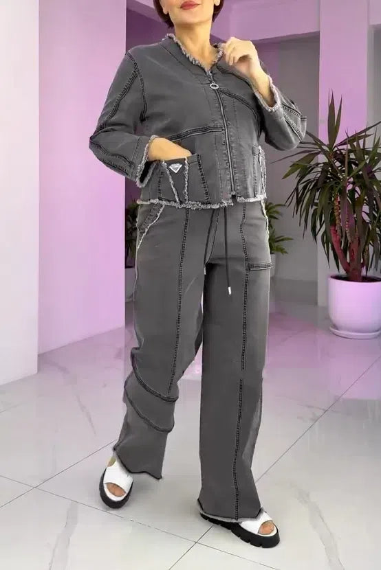 Dámský Vintage džínový oblek na zip