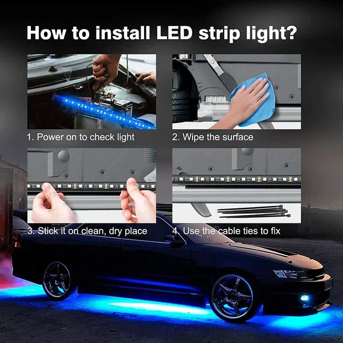 2024 Flexibilní vodotěsná RGB LED světla pro podvozek auta (4PCS)