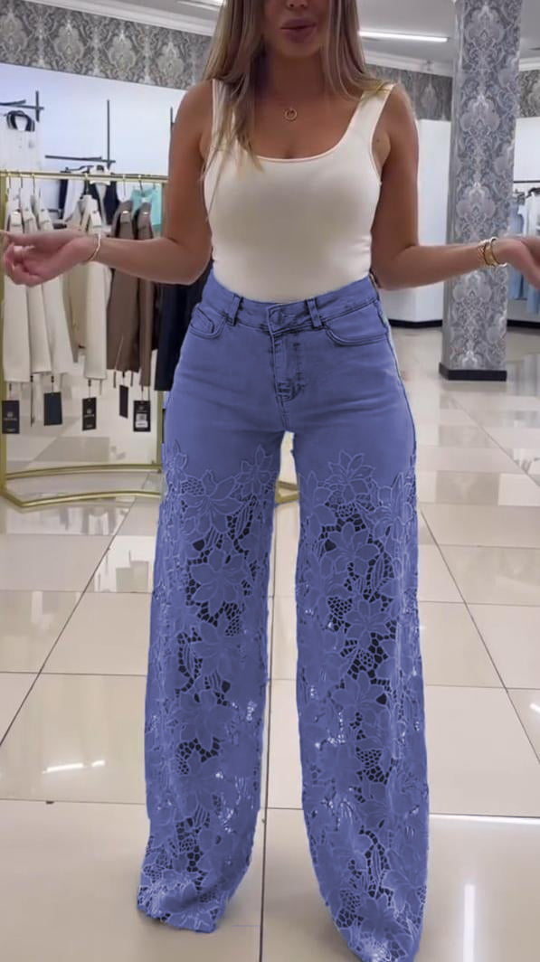 Dámské elegantní krajkové džíny