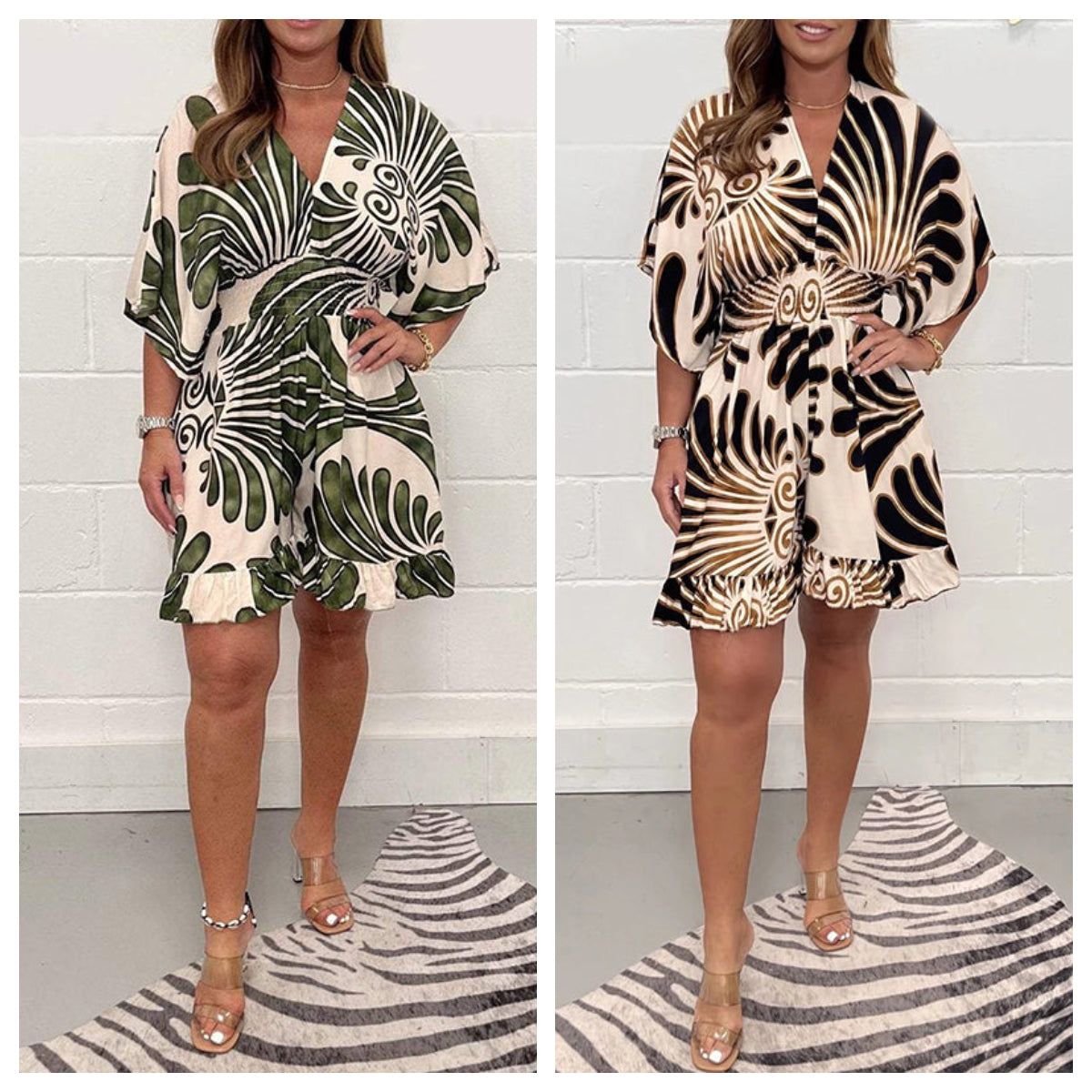 🔥Nové bestsellery 🔥Dámský krátký overal s rostlinným potiskem-TAB