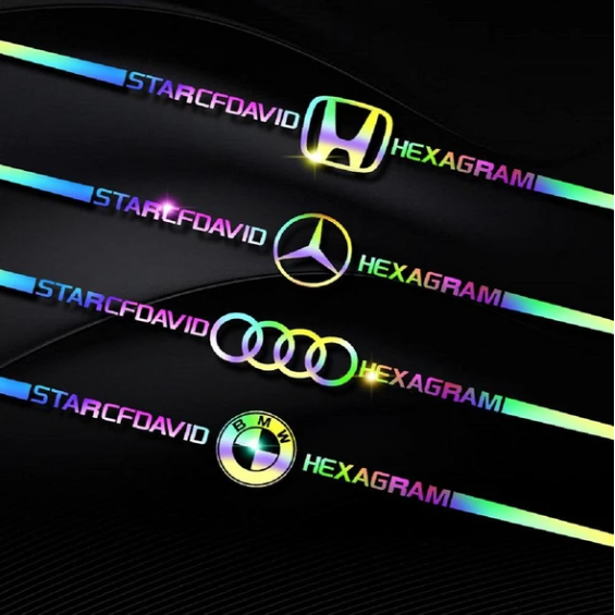 3D barevné laserové reflexní samolepky na auto 4 ks