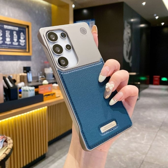 Bezrámové kožené pouzdro s vestavěným magnetismem a aromaterapií pro Samsung Galaxy S25 S24 S23 S22 Ultra