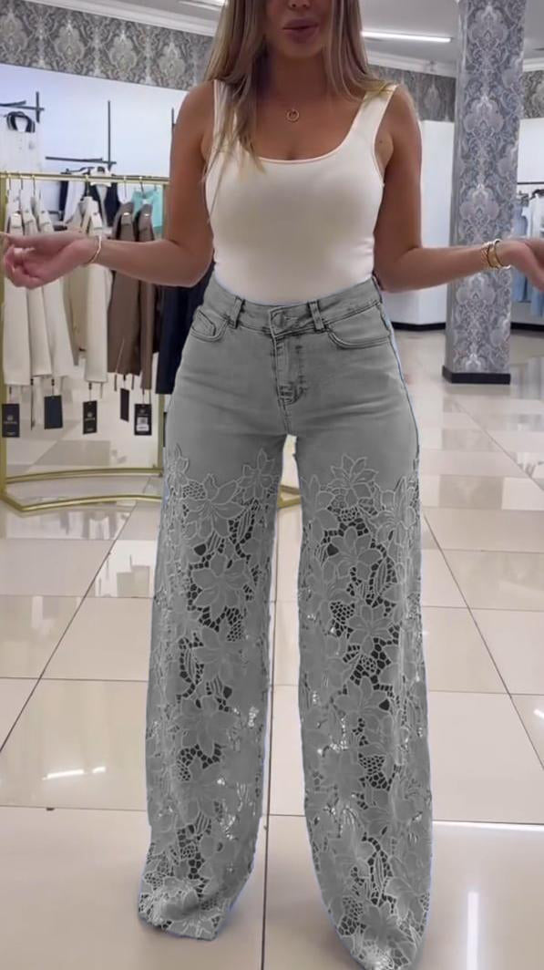 Dámské elegantní krajkové džíny