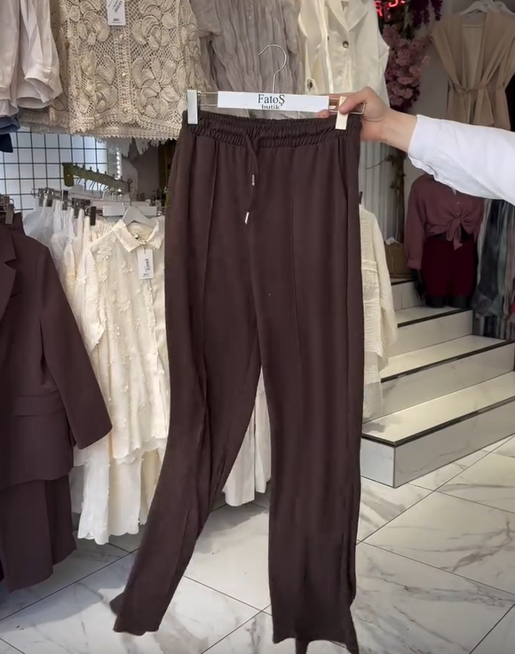 Set dámských bavlněných kalhot s dlouhým rukávem a kulatým výstřihem