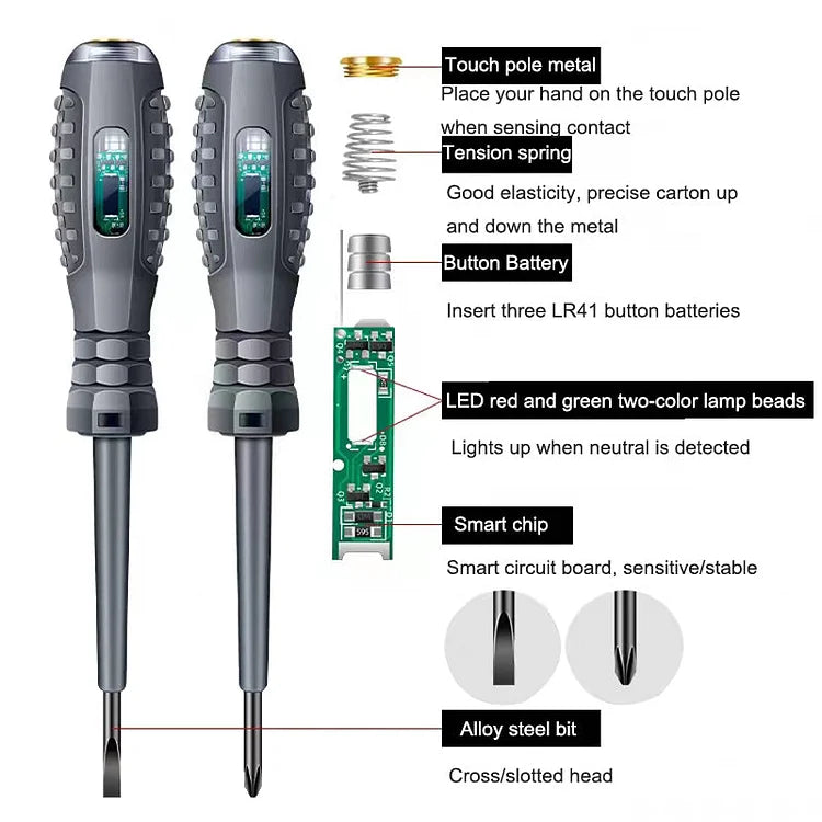 2v1 výkonný magnetický magnetický šroubovák s elektrickým detektorem