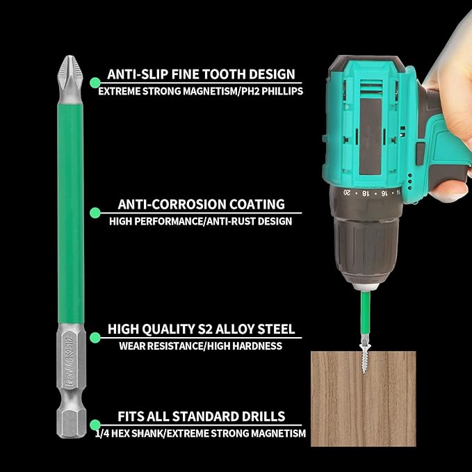 Sada šroubovacích vrtáků se silnou magnetickou odolností