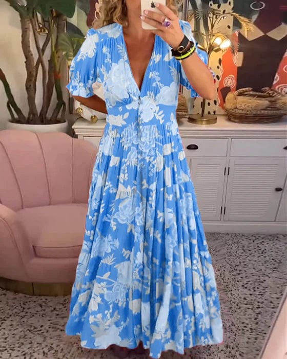 💃Přiléhavé dlouhé šaty s výstřihem do V a kapsami