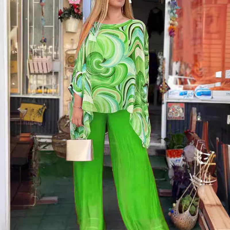 【🎊Elegantní a stylové】💞 Dámský letní barevný šifon 2dílná sada