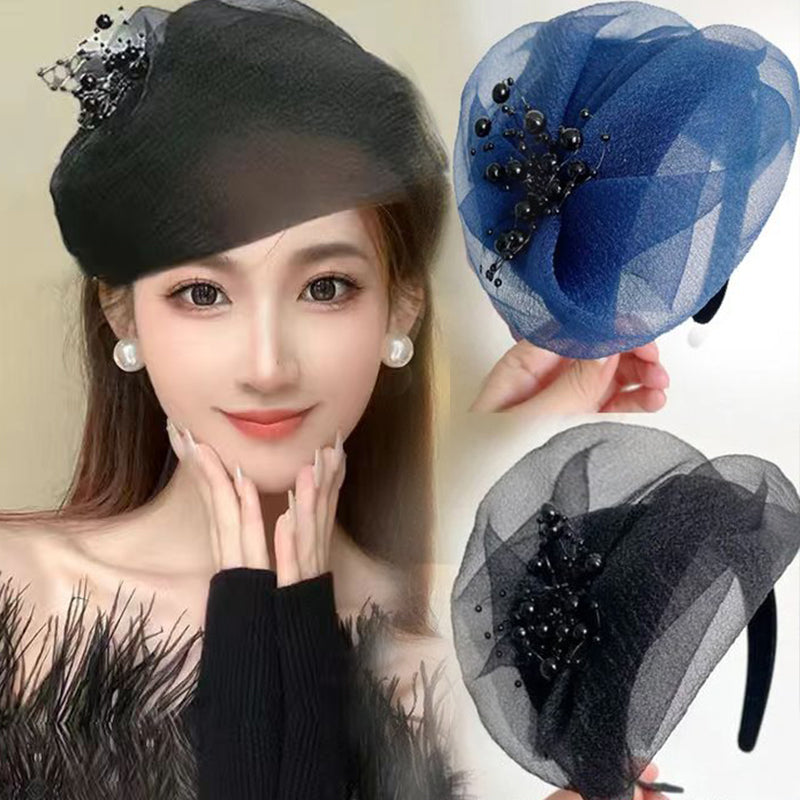 2025 Nový design 🌸 Vintage Organza Fascinator Čelenka Fascinátor