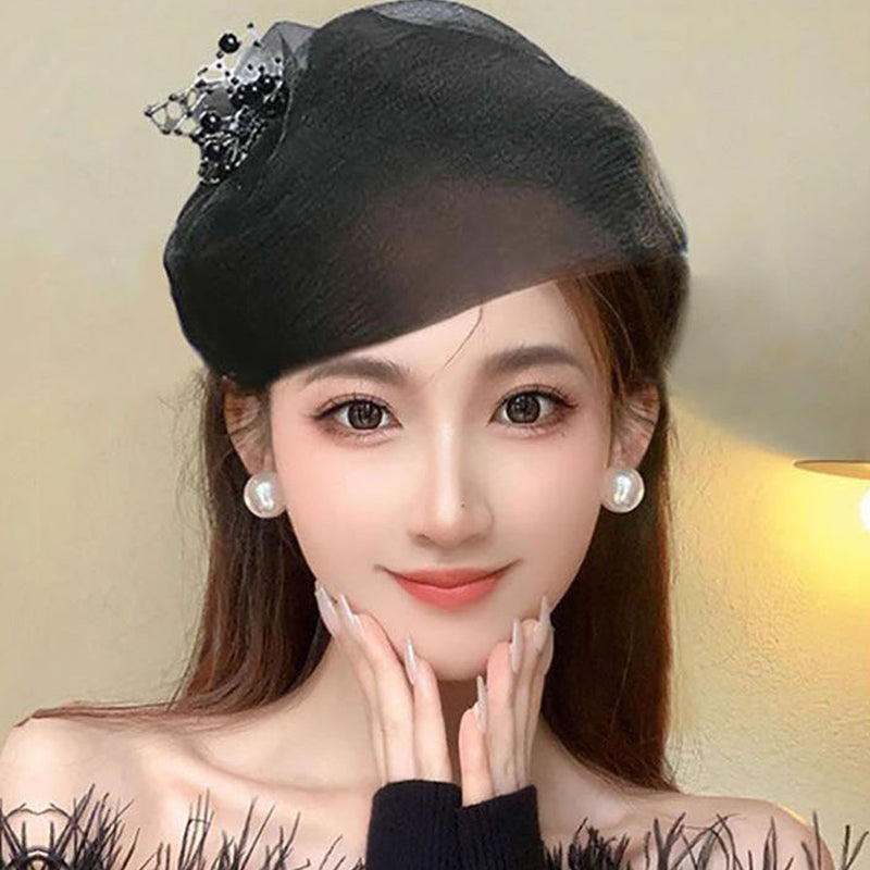 2025 Nový design 🌸 Vintage Organza Fascinator Čelenka Fascinátor