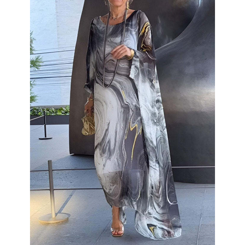 🔥horký výprodej🔥Elegantní šifonové šaty s mramorovým potiskem