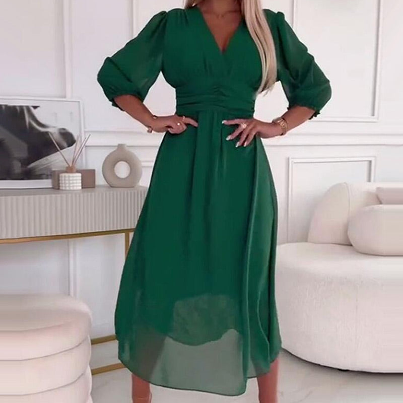 ✨Dámské lehké šifonové šaty s výstřihem do V