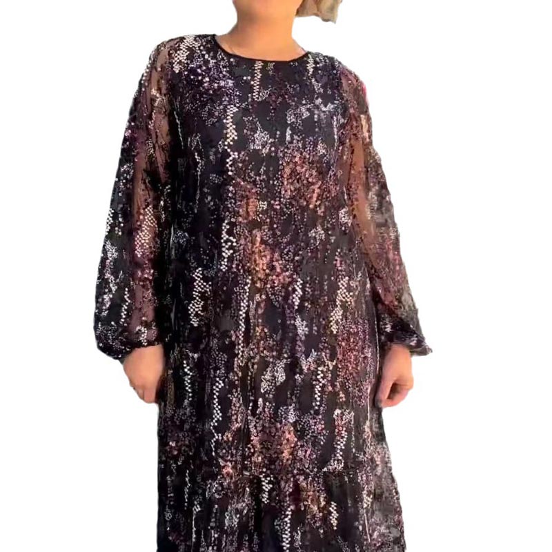 Dámské elegantní šifonové maxi šaty s dlouhým rukávem