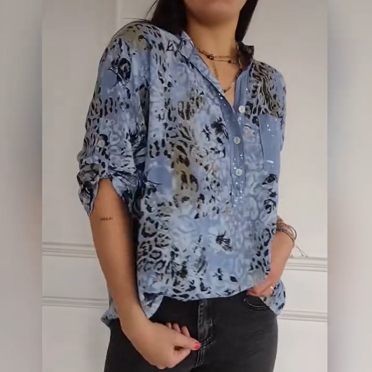 【M-4XL】🌸Dámská neformální košile s potiskem na půl knoflíku