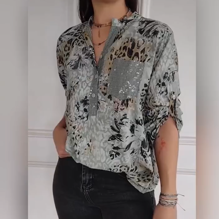 【M-4XL】🌸Dámská neformální košile s potiskem na půl knoflíku