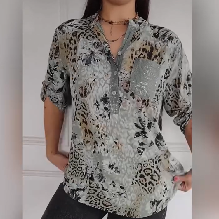 【M-4XL】🌸Dámská neformální košile s potiskem na půl knoflíku