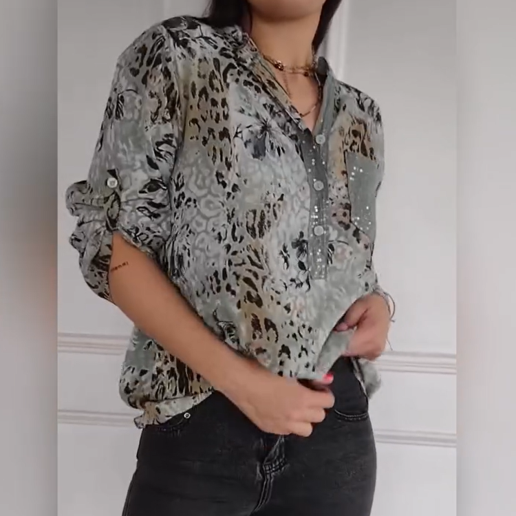 【M-4XL】🌸Dámská neformální košile s potiskem na půl knoflíku
