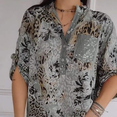 【M-4XL】🌸Dámská neformální košile s potiskem na půl knoflíku