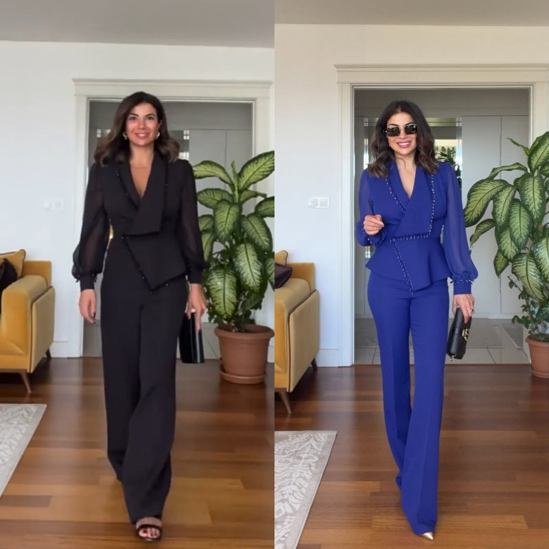 Dámská sada širokých síťovaných kalhot a kalhot