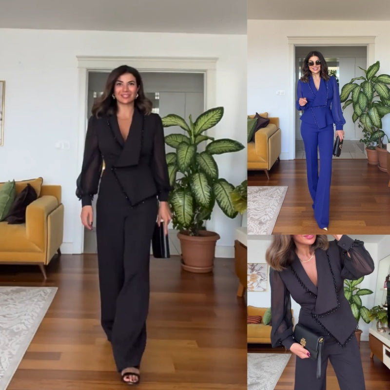 Dámská sada širokých síťovaných kalhot a kalhot