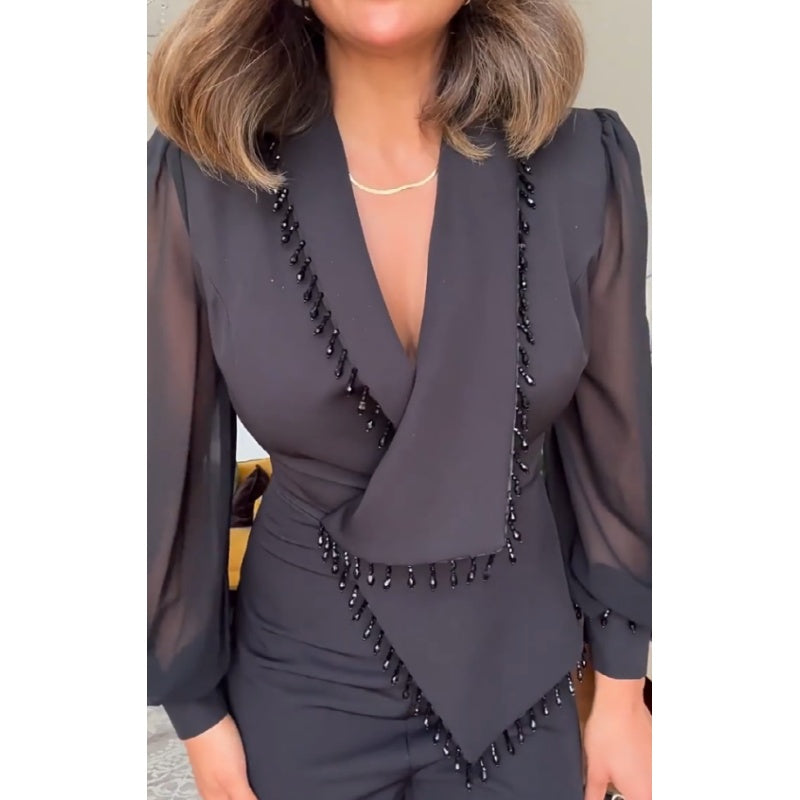 Dámská sada širokých síťovaných kalhot a kalhot