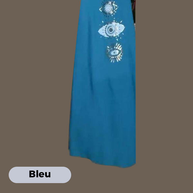 🔥Dámské dlouhé šaty bez rukávů s očkovým vzorem👗