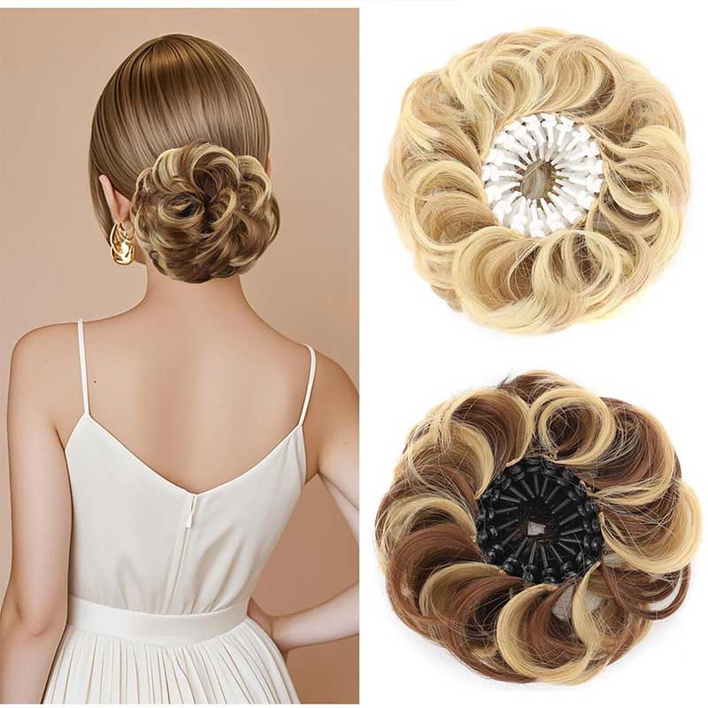 💁♀️ Velkorysý drdol ze syntetických vlasů s nastavitelnou sponou