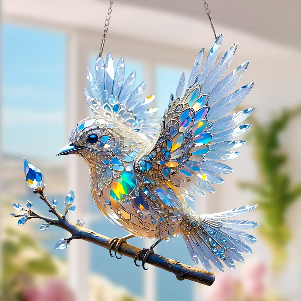 🎁🐦Barevné umělecké šperky s křišťálovým nebem a modrým ptákem