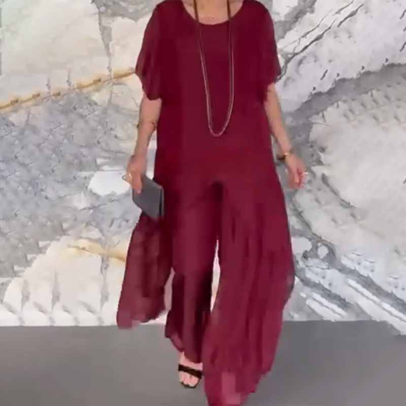 🛍️✨ Dámský set sestávající z nepravidelné halenky a lehkých kalhot