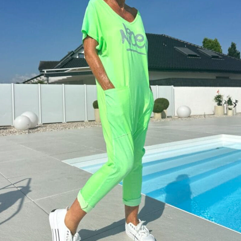 💖 【S~5XL】 S kapsami Dámské tištěné dopis Plus velikost příležitostné kombinéza