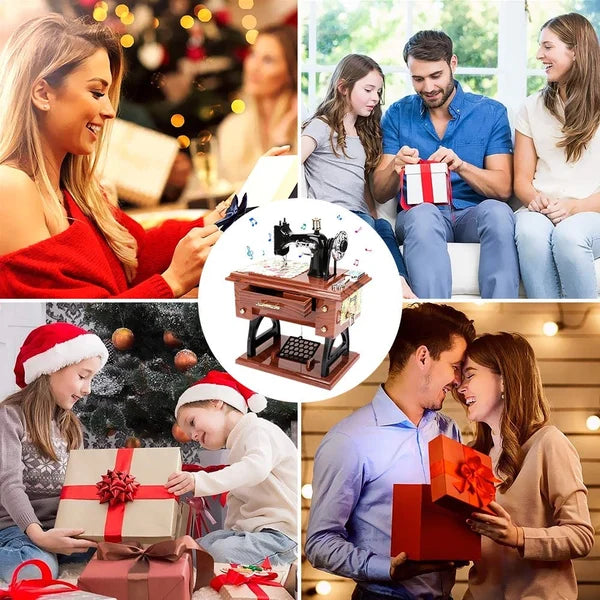 Mini dřevěná hudební skříňka na šicí stroj