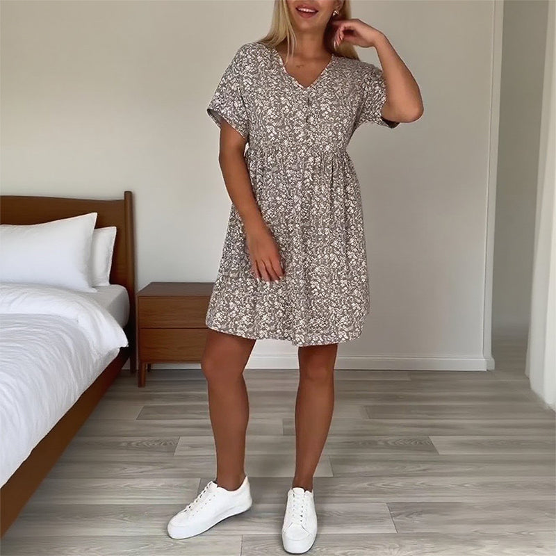 【S-3XL】🌸Krátké květované šaty s rukávem