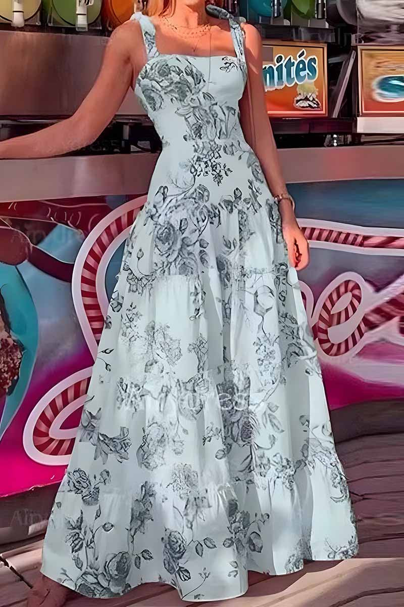 Dámské midi šaty bez ramínek s květinovým potiskem