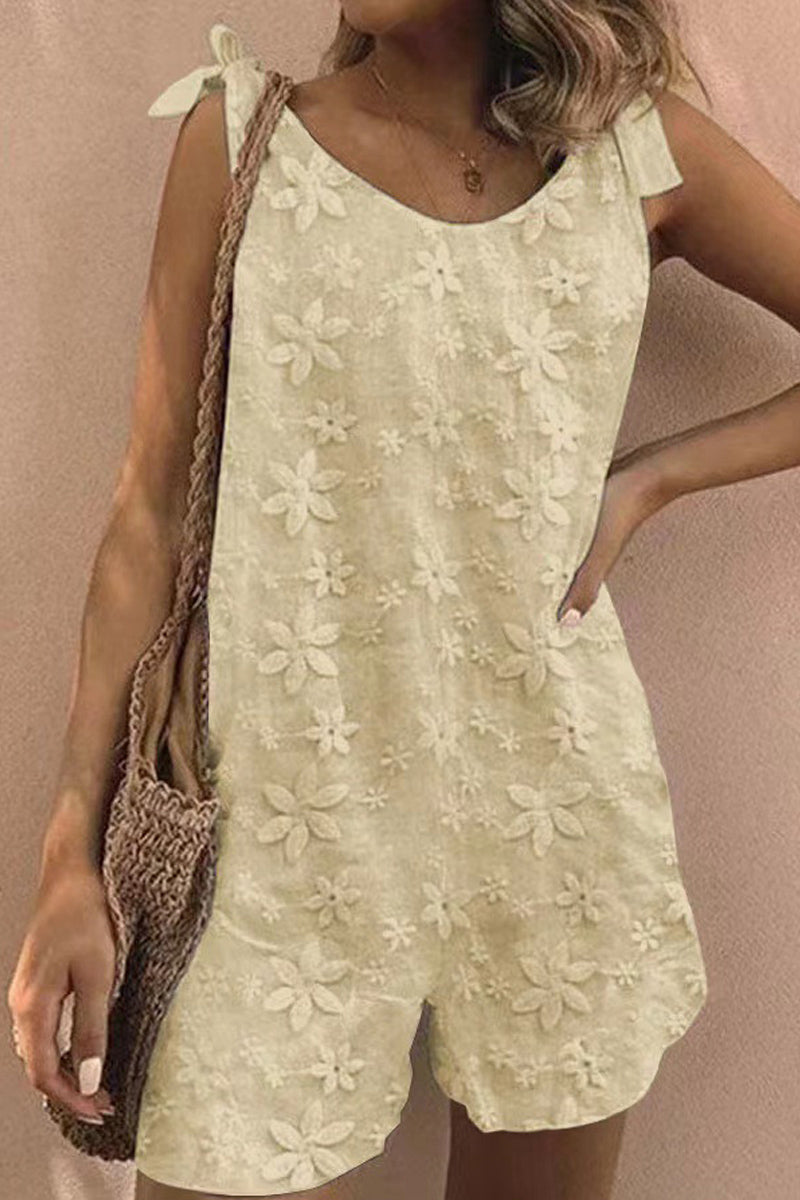 Dámský bavlněný overal s vyšívaným květinovým krajkem