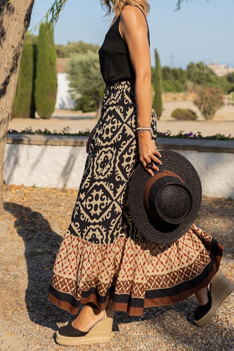 Dámská volná rekreační sukně s retro potiskem