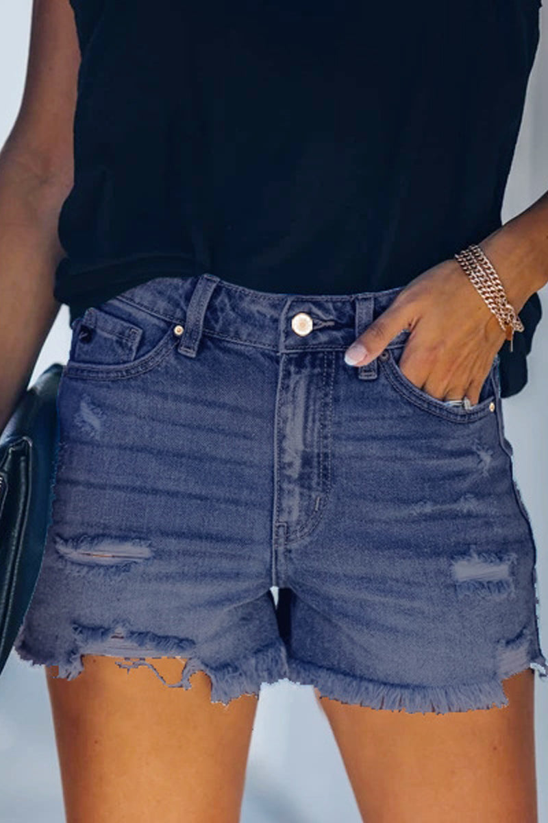 Dámské roztrhané džínové šortky s vysokým pasem
